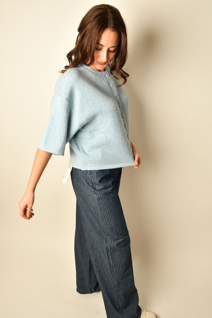 BUTTON DOWN SS SWEATER