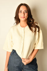 BUTTON DOWN SS SWEATER