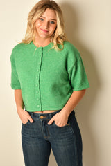 BUTTON DOWN SS SWEATER