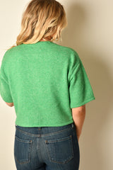 BUTTON DOWN SS SWEATER