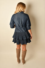 RUFFLE DENIM SHIRT DRESS