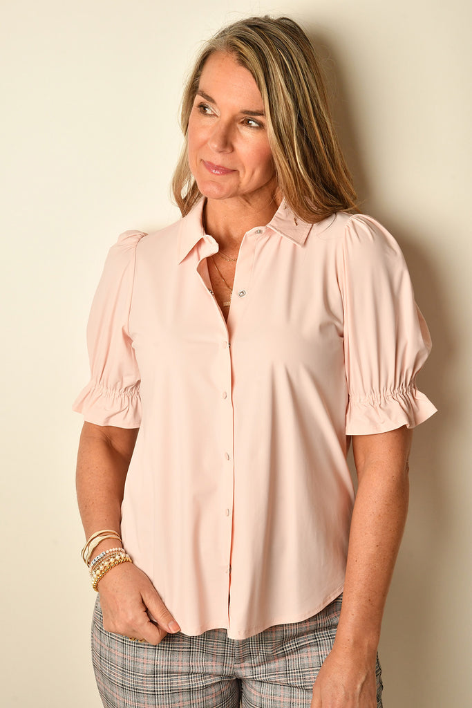 ELBOW PUFF SLEEVE SNAP SHIRT