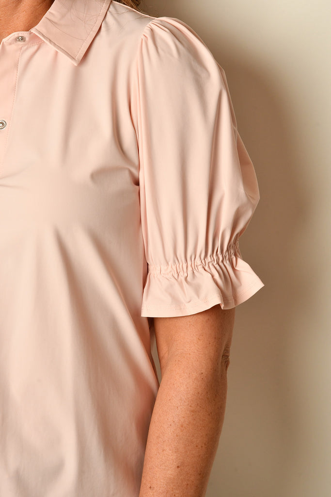 ELBOW PUFF SLEEVE SNAP SHIRT