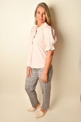 ELBOW PUFF SLEEVE SNAP SHIRT