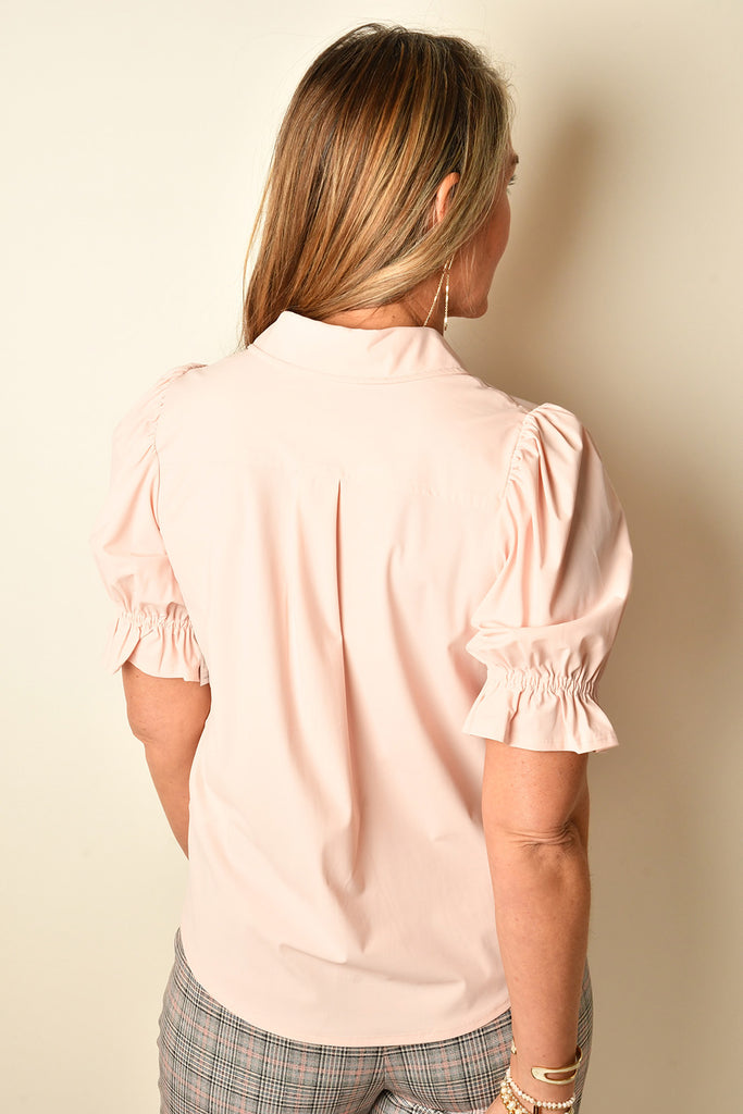 ELBOW PUFF SLEEVE SNAP SHIRT