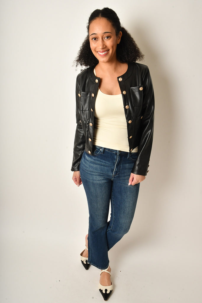 COLLARLESS BUTTON JACKET + colors