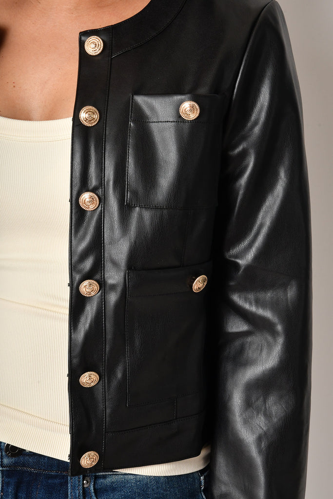 COLLARLESS BUTTON JACKET + colors