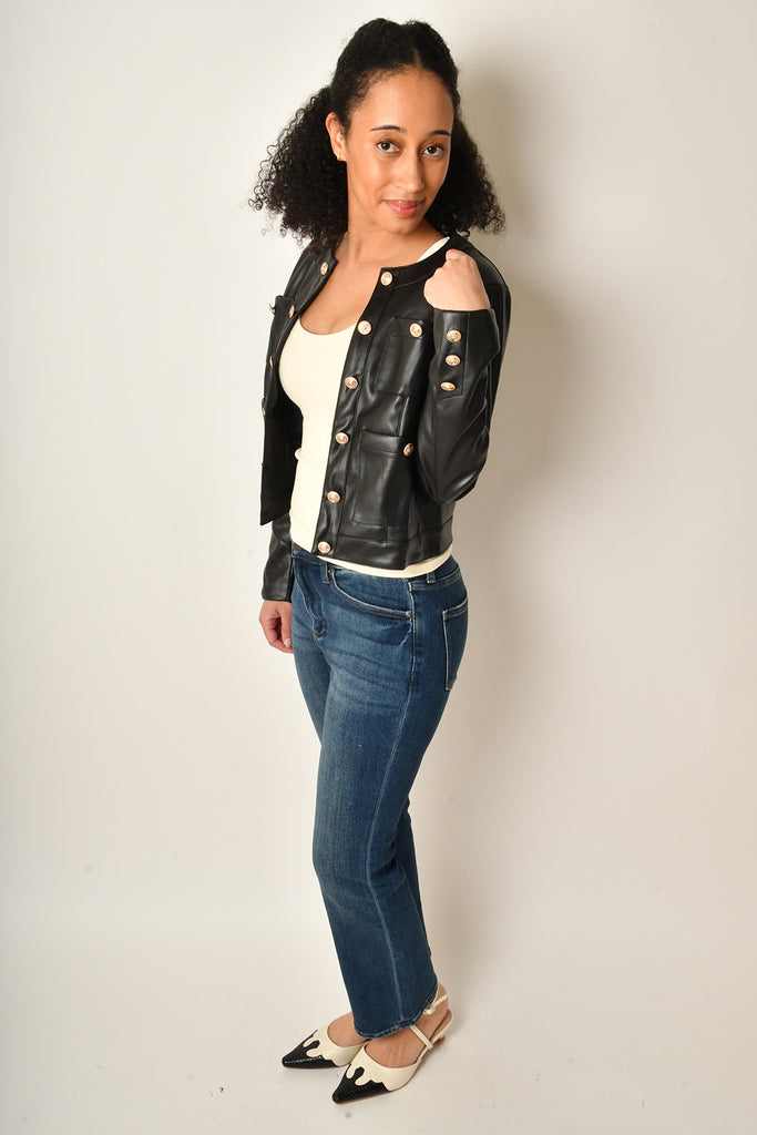 COLLARLESS BUTTON JACKET + colors