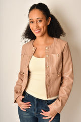 COLLARLESS BUTTON JACKET + colors