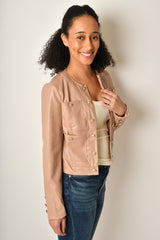 COLLARLESS BUTTON JACKET + colors