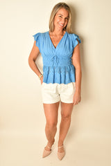 FLUTTER SLEEVE BLOUSE