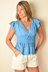 FLUTTER SLEEVE BLOUSE