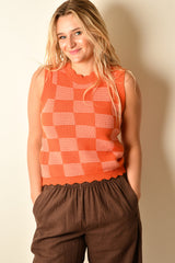 RETRO CHECKERED KNIT VEST