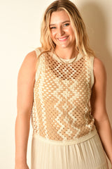 CROCHET OPEN KNIT TANK