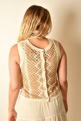 CROCHET OPEN KNIT TANK