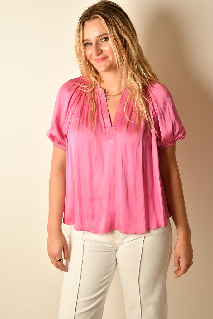 SPLIT V-NECK HALF SLEEVE + color