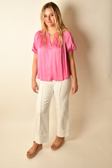 SPLIT V-NECK HALF SLEEVE + color