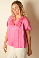 SPLIT V-NECK HALF SLEEVE + color