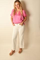 SPLIT V-NECK HALF SLEEVE + color