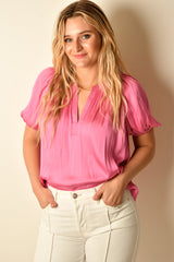 SPLIT V-NECK HALF SLEEVE + color