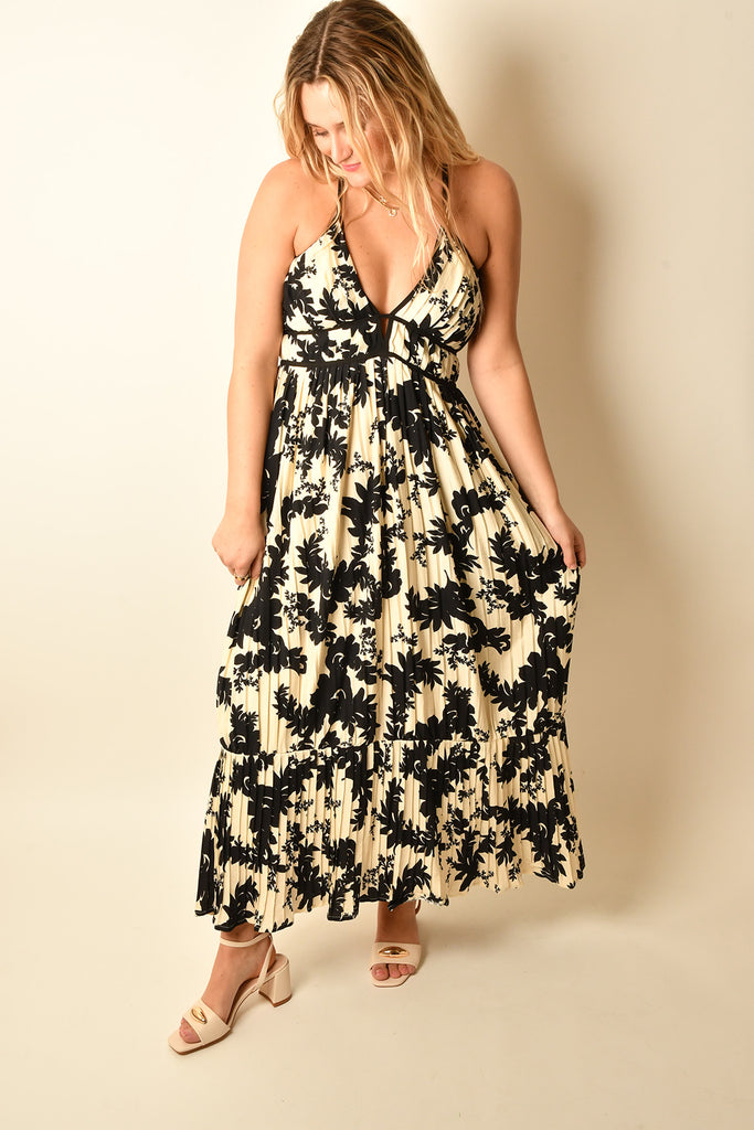 ATHENA PLEATED FLORAL DRESS