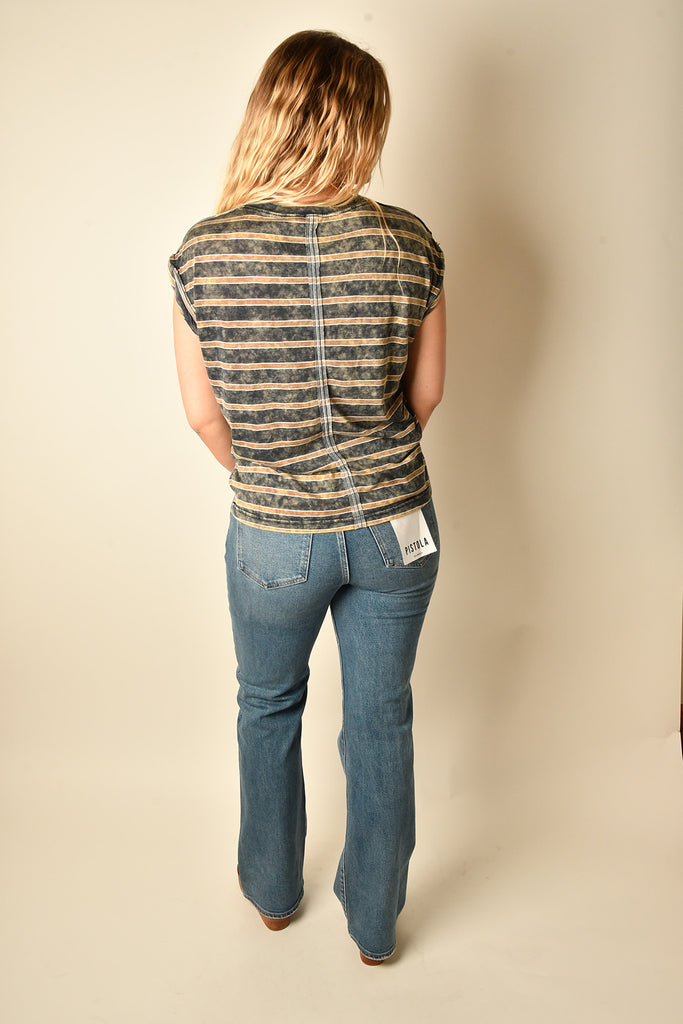 WASHED STRIPED POCKET TEE