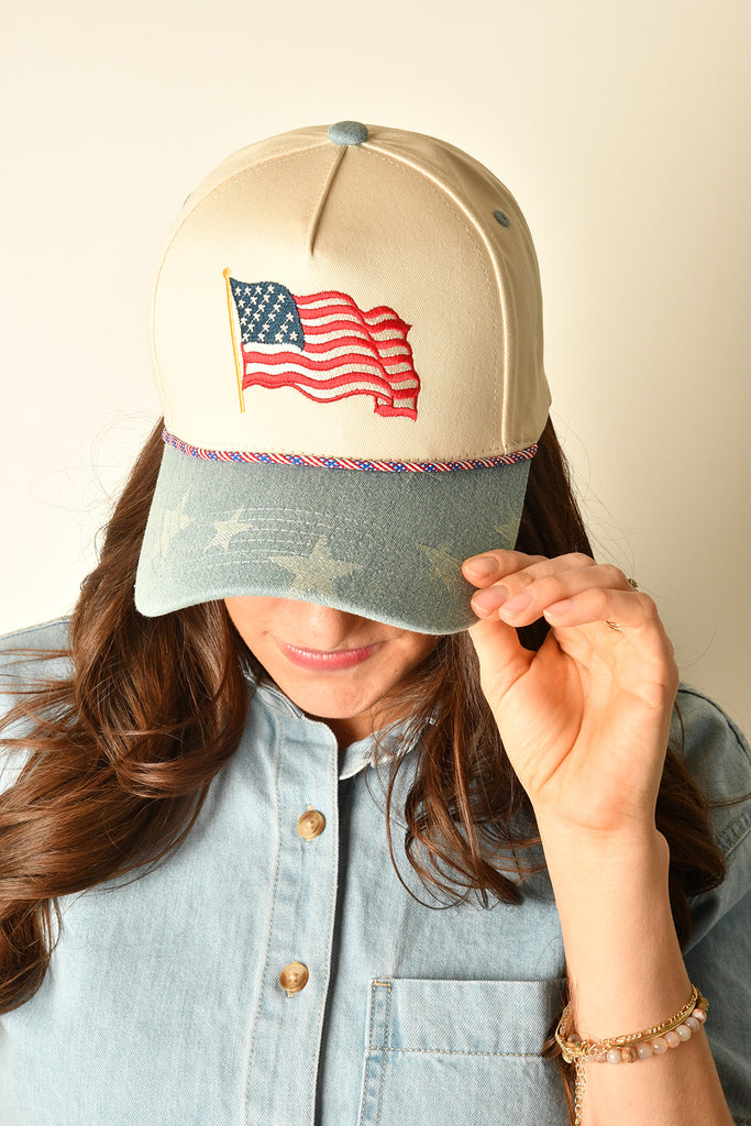 STARS & STRIPES DENIM BASEBALL HAT