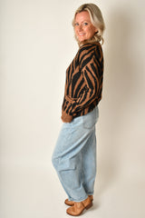 BUTTON FRONT TIGER SWEATER