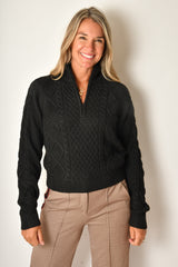 HALF ZIP CABLE SWEATER