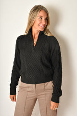 HALF ZIP CABLE SWEATER