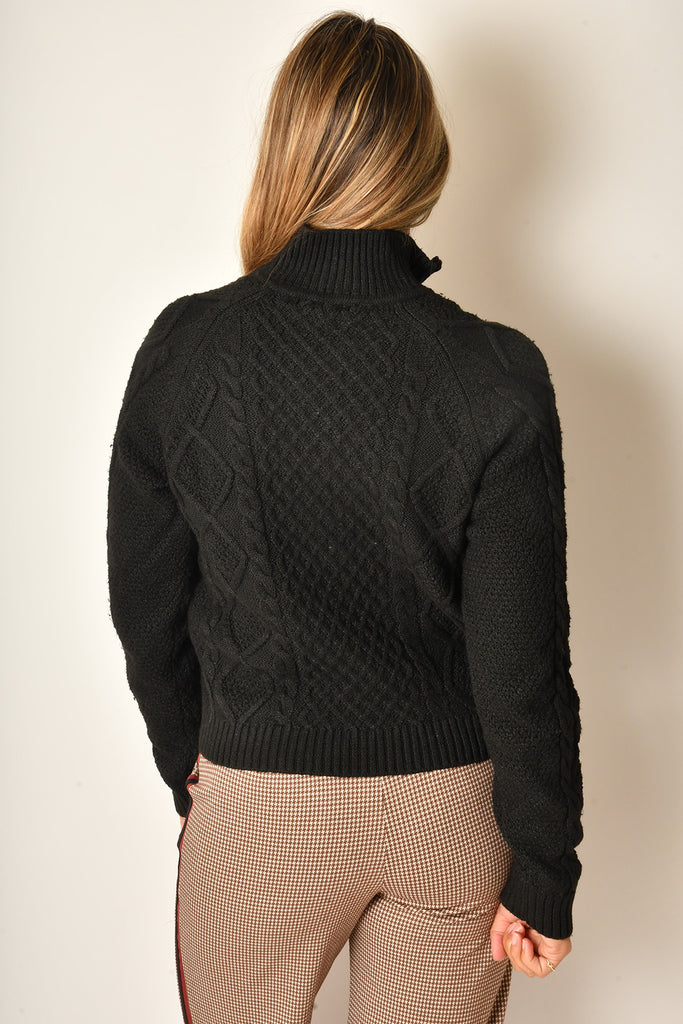 HALF ZIP CABLE SWEATER