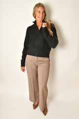 HALF ZIP CABLE SWEATER