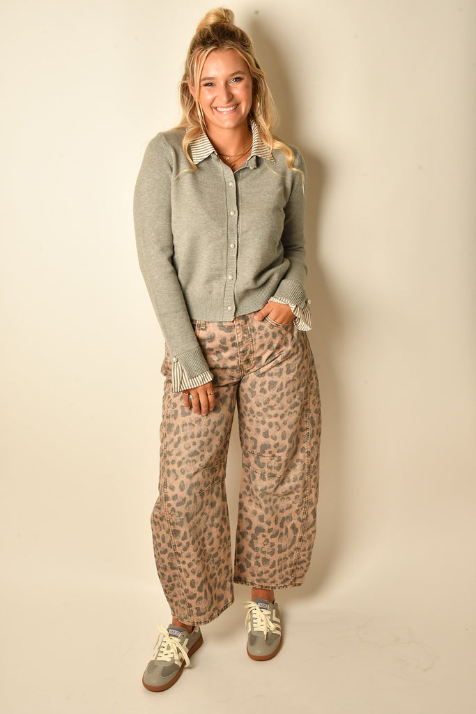 PEARL BUTTON COLLAR CARDI