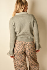 PEARL BUTTON COLLAR CARDI