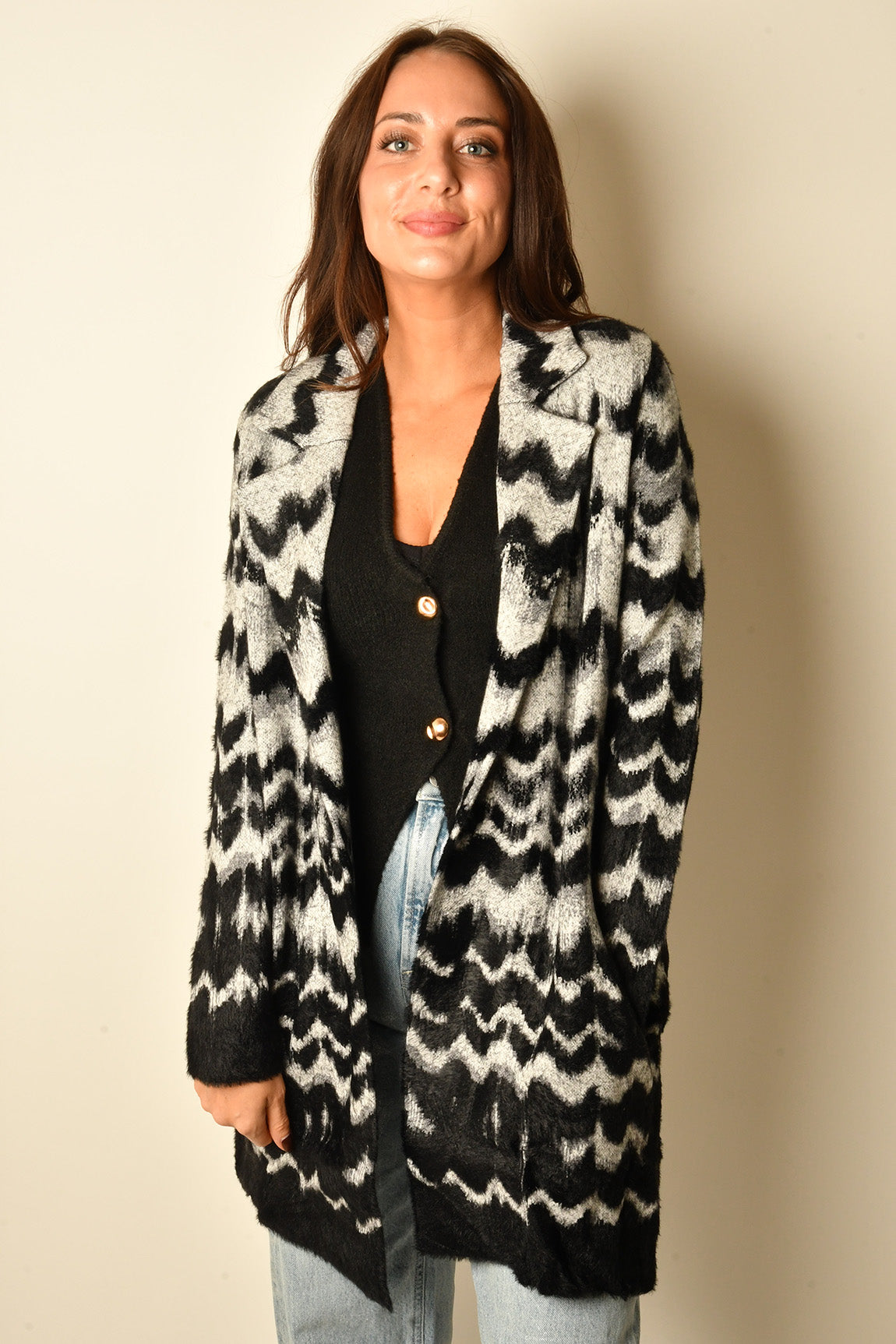 ZIG ZAG OPEN SWEATER COAT
