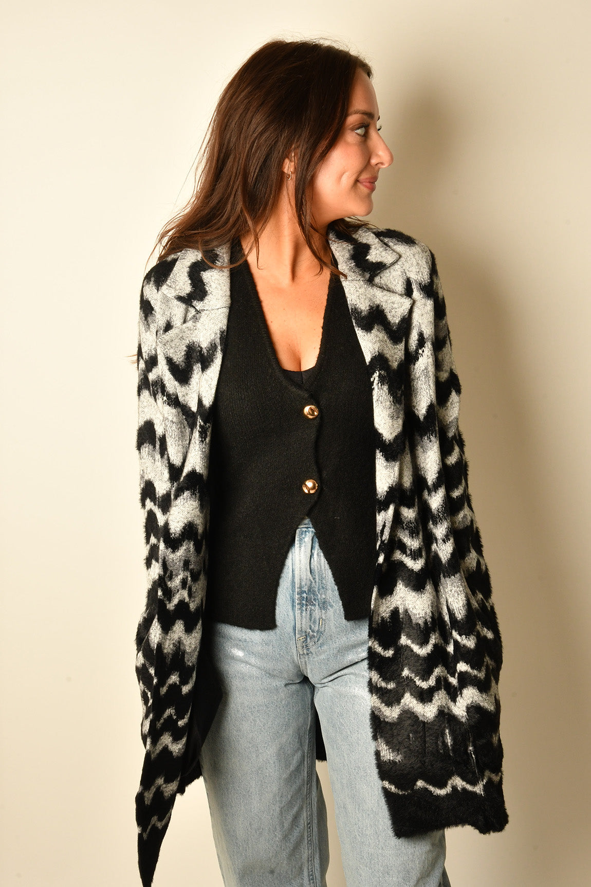 ZIG ZAG OPEN SWEATER COAT