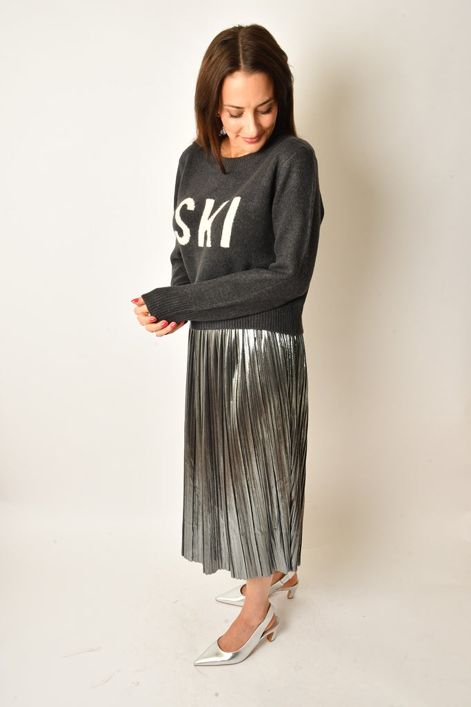 METALLIC PLEAT SKIRT