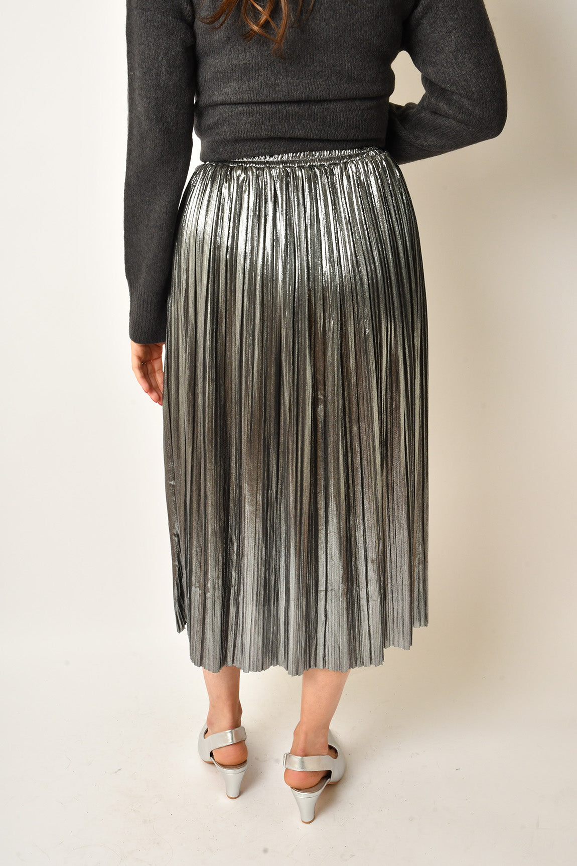 METALLIC PLEAT SKIRT