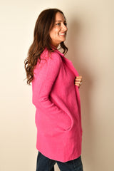 FUSHIA KISS OPEN SWEATER COAT