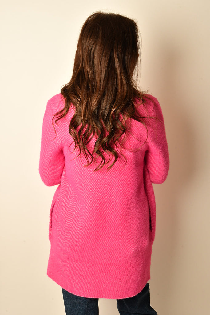 FUSHIA KISS OPEN SWEATER COAT