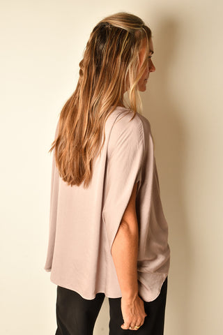 SATIN BOAT NECK CAFTAN BLOUSE