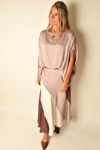 SATIN BASIS COLORBLOCK SKIRT