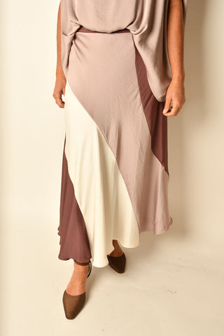 SATIN BASIS COLORBLOCK SKIRT