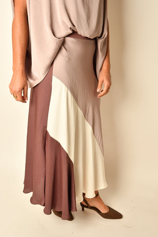 SATIN BASIS COLORBLOCK SKIRT