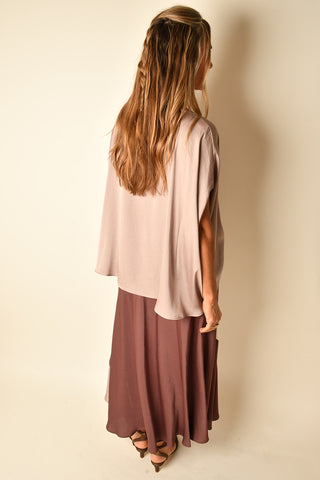 SATIN BOAT NECK CAFTAN BLOUSE