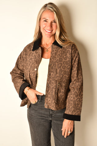 CORD COLLAR LEOPARD JACKET