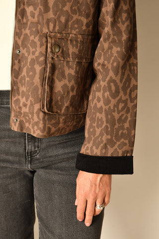 CORD COLLAR LEOPARD JACKET