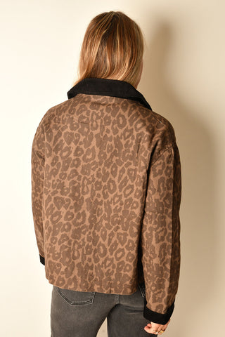 CORD COLLAR LEOPARD JACKET