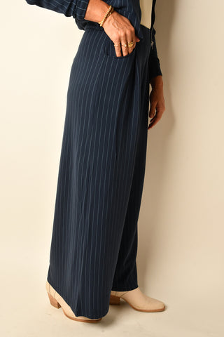 CARESSA SOFT PINSTRIPE WIDE LEG