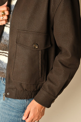 MIKAYA REMOVABLE FAUX FUR COLLAR JACKET